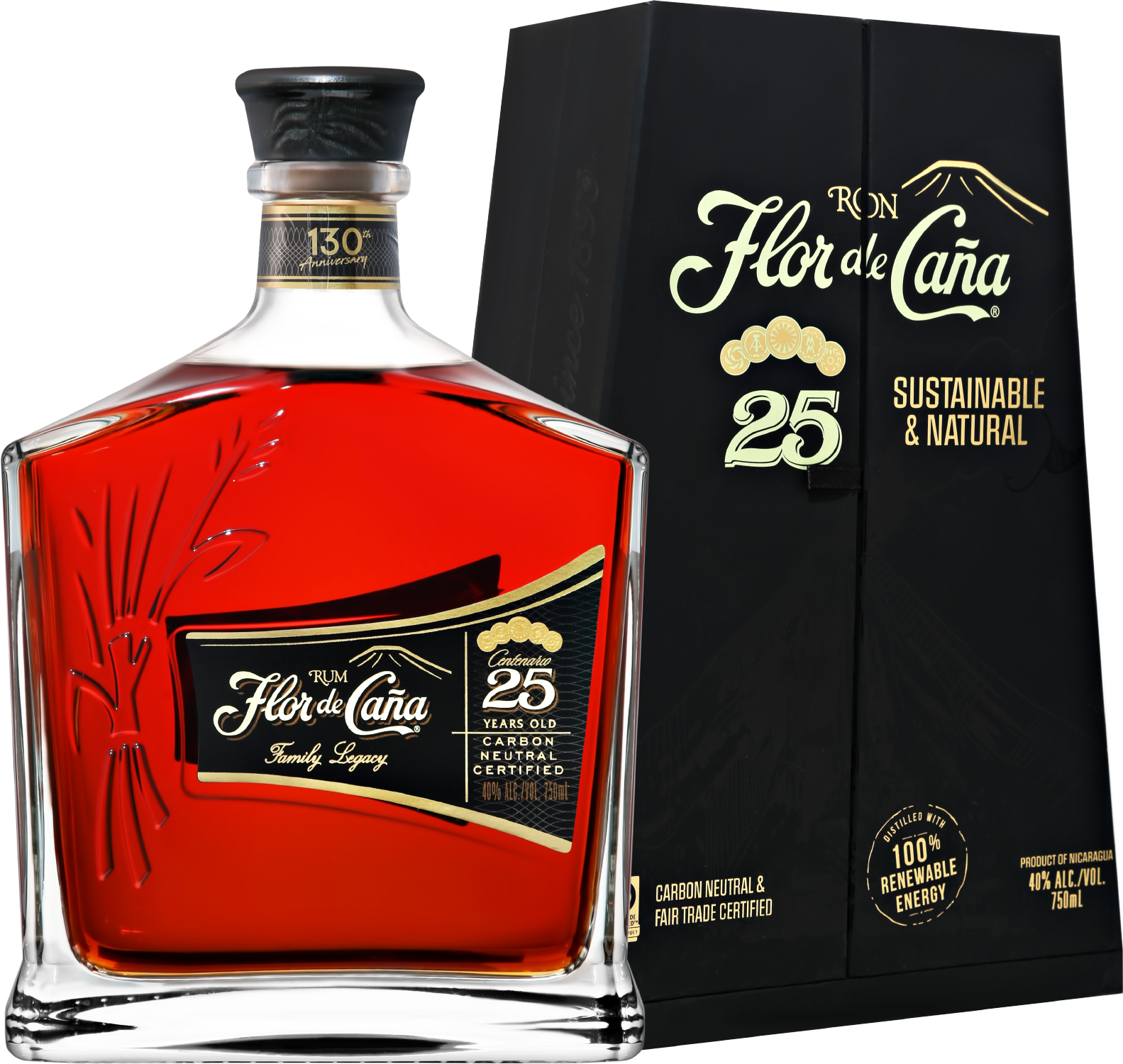 Флор де Канья 25 Сентенарио Ликорера де Никарагуа в подарочной упаковке 0.75 л