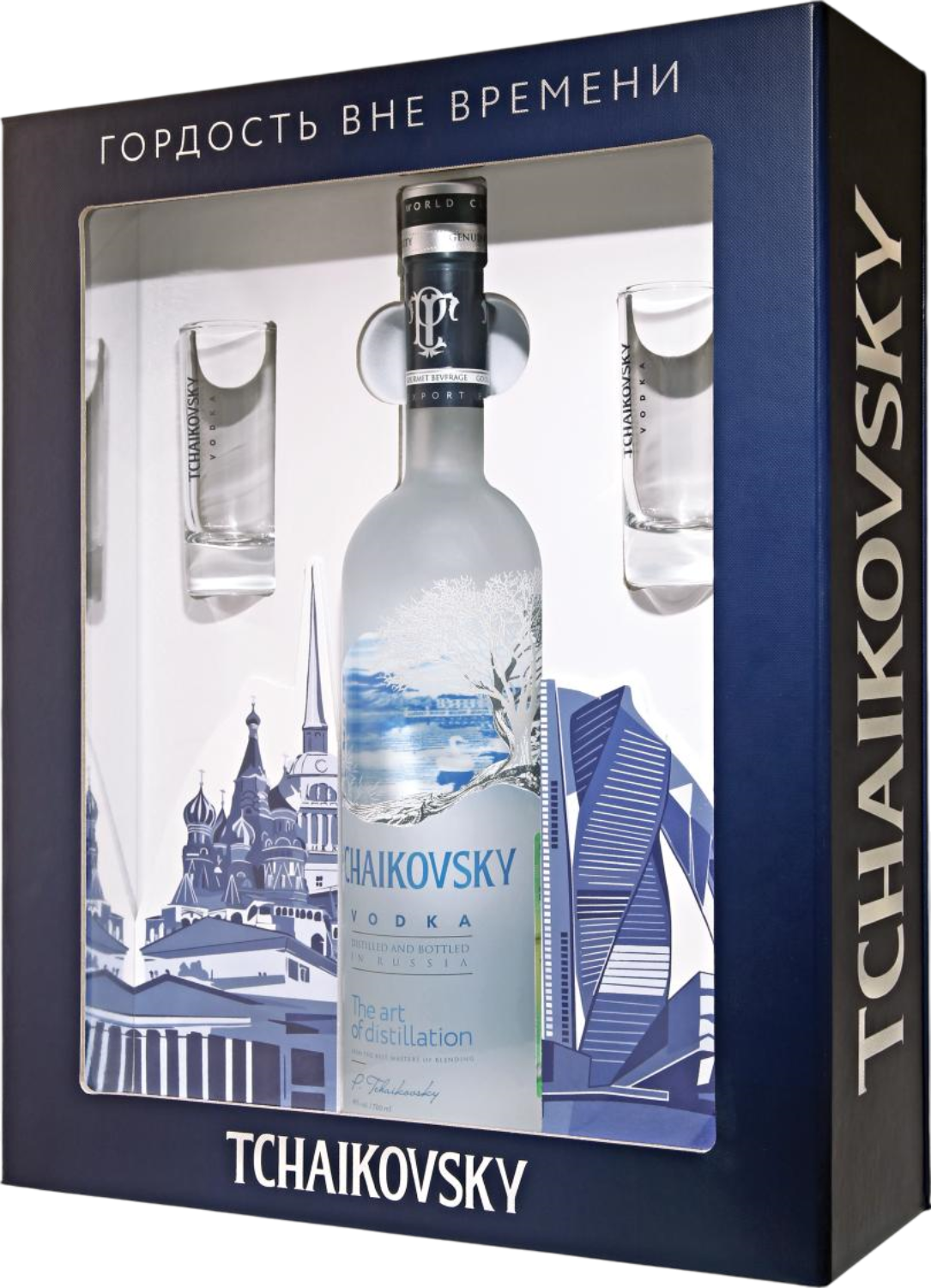 Чайковскийв подарочном наборе с двумя стопками премиум коллекшн 0.7 л