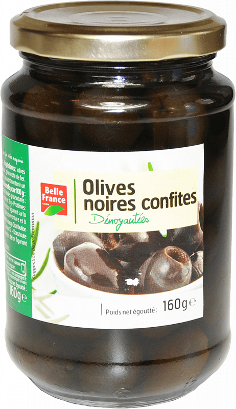Оливки черные без косточек Бель Франс 160г